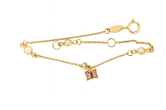 Pulsera Niña mariposa rosa (9K)