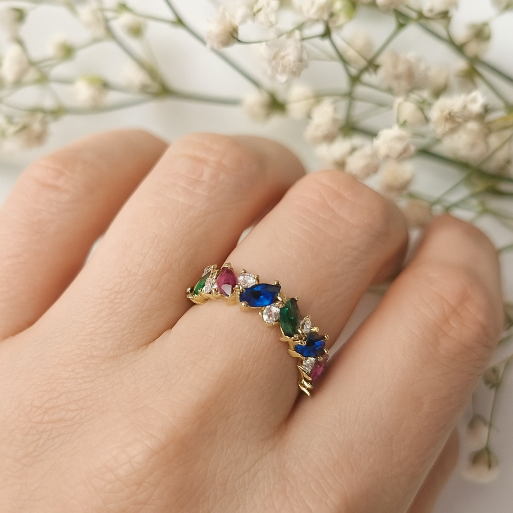 Anillo de Oro Multipiedra Rainbow - Multicolor (Oro 9K)