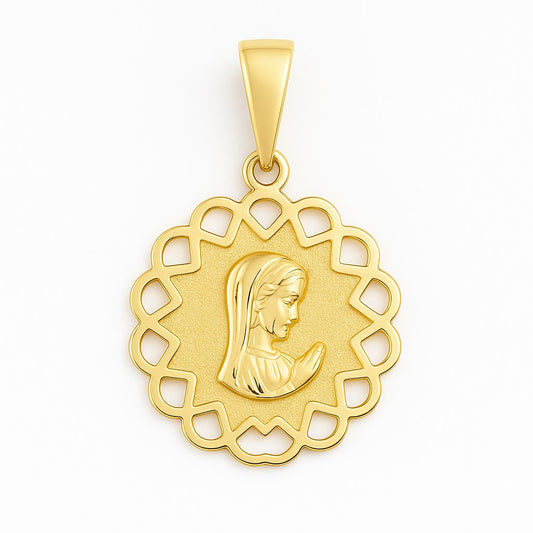 Medalla comunión Virgen niña calada (Oro 18K)
