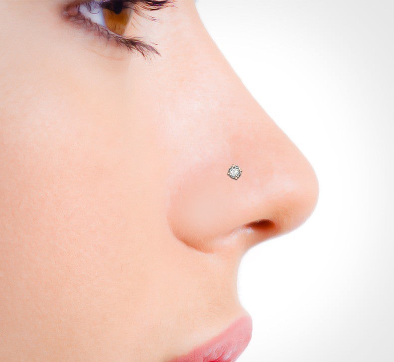 Piercing Nariz Circonita Oro 2mm 9K para Mujer