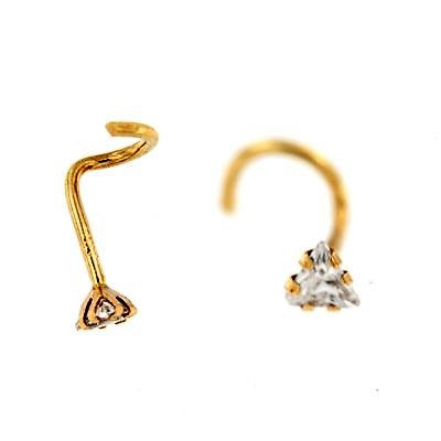 Piercing Nariz Circonita Triángulo 2x2 (Oro 9K)