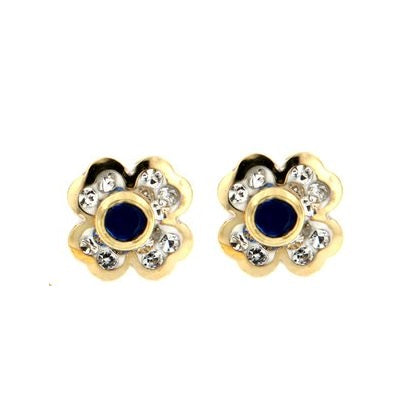 Par de Pendientes Flor Cristal (Oro 18K)