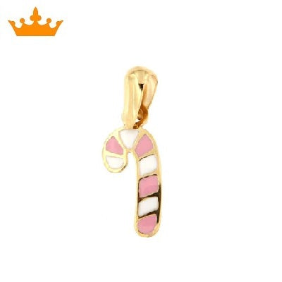 Colgante oro Bastón de Caramelo Rosa (Oro 18K)