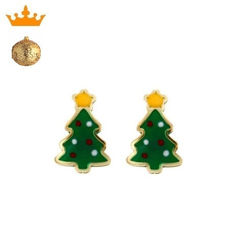 Par de Pendientes Árbol de Navidad (Oro 18K)