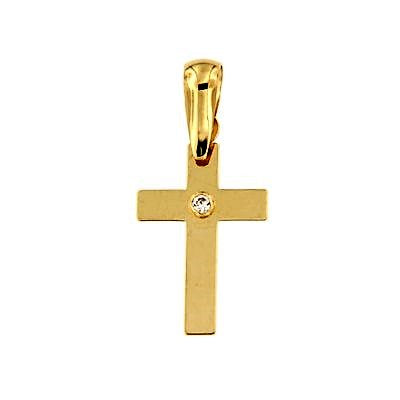 Cruz 22mm peq. Lisa circonita ( Oro 18K)