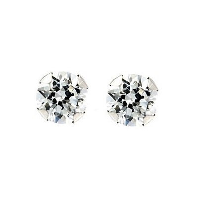 Par de Pendientes Garra Red. 5mm (Oro Blanco 9K)