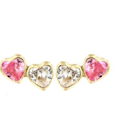 Par de Pendientes Corazones Bocelados unidos (Oro 9K)