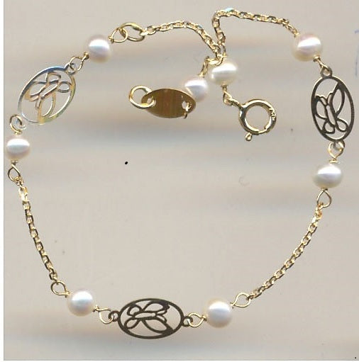 Pulsera Perlas mariposas (Oro 18K)