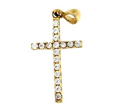 Cruz mediana Circonitas 28 mm (Oro 9 K)