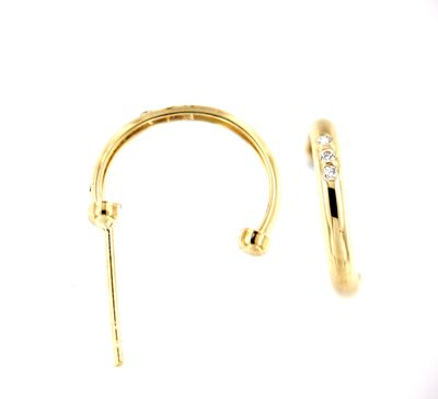 Par de Pendientes Medios Aros Con 3 circonitas (Oro 18K)