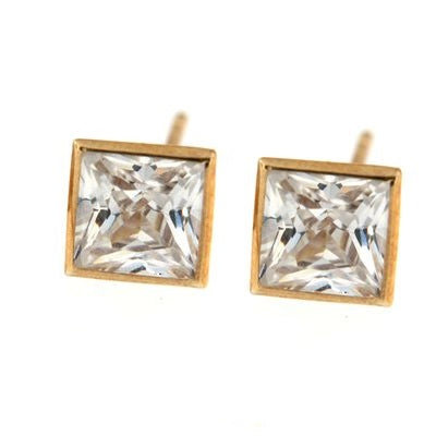 Par de Pendientes Carré Zrcn 6x6 (Oro 9k)