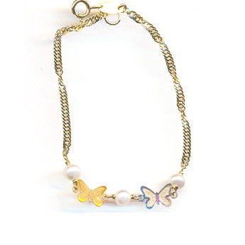 Pulsera oro Perlas y Mariposas (Oro 18K)