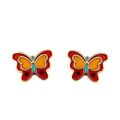 Par de Pendientes Mariposa colorines (Oro 9K)