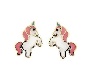 Par de Pendientes Unicornio "Rosy" (Oro 9K)